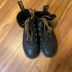 Dr. Martens Black Combat Boots with Yellow Accents